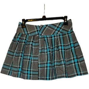 Blue plaid mini skirt